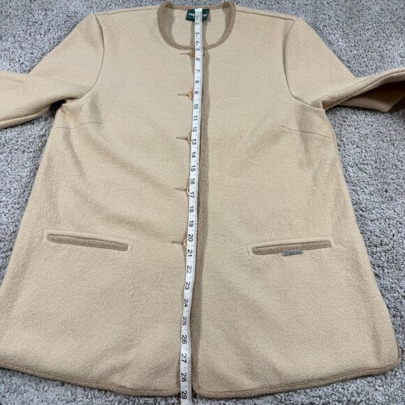 Geiger Collections Austria Wool Womens 40 Tan Cardigan Jacket Sweater Buttons - Picture 5 of 10